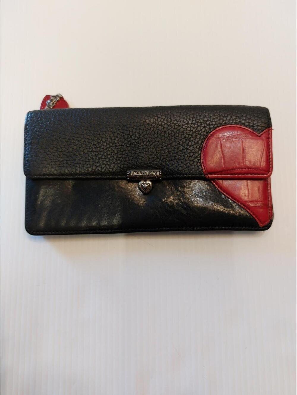 Brighton CUPID black leather red heart bag cross body purse handbag wallet.